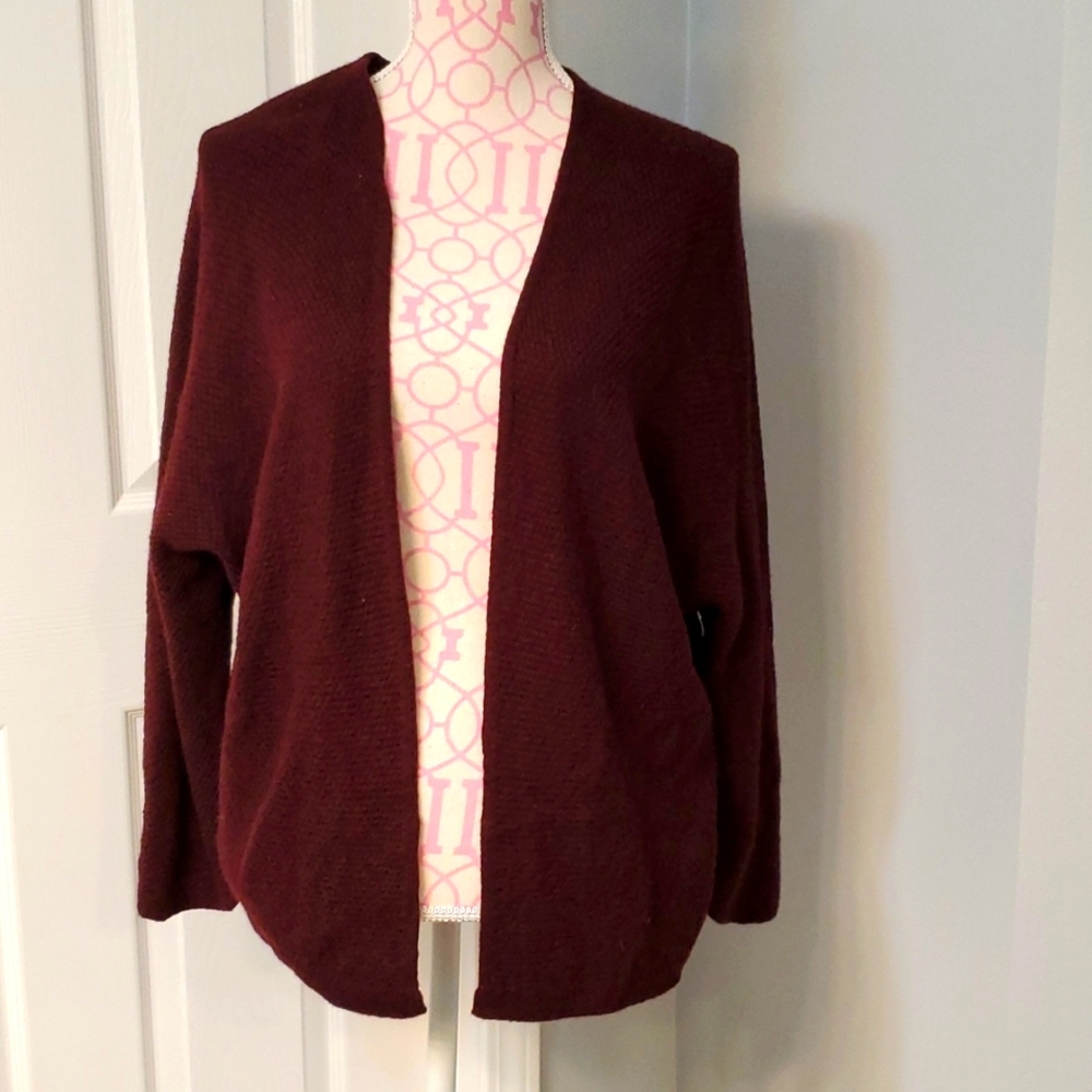 Brandy Melville made in Italy cotton blend open burgundy cardigan one size
